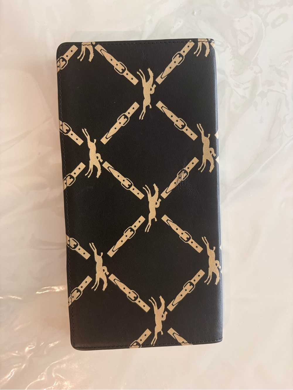 Longchamp Wallet with Beige Equestrian Print